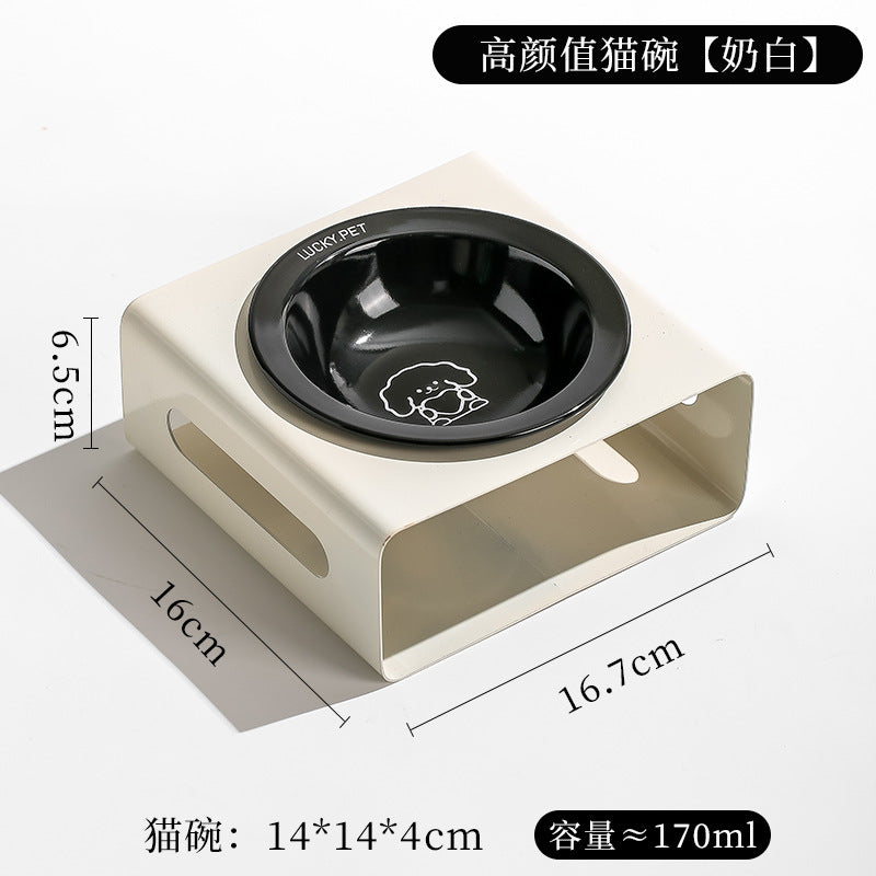 Cartoon pet bowl creative flying saucer bowl with bowl rack anti-overturning cat bowl cat and dog food bowl cat food bowl dog basin cervical spine protection