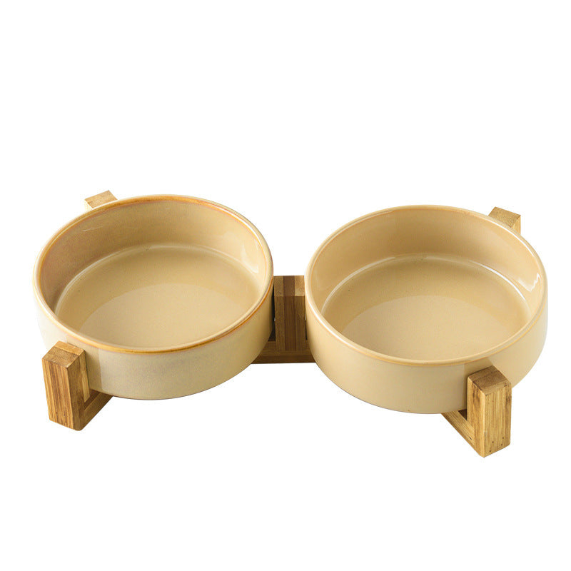 Japanese Style Kiln Change Ceramic Pet Cat Bowl Dog Bowl Medium Size Dog Puppy Slow Food Bowl Anti-choking Slow Food Bowl Anti-knock
