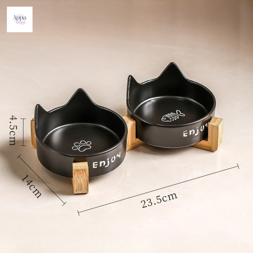 Cat Bowl Black Ceramic Dog Bowl Black Bowl Cat Food Bowl Dog Drink Cat Food Bowl Pet Water Bowl Anti-knock