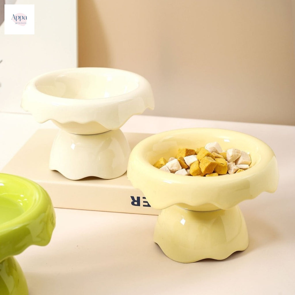 Petal cat bowl ceramic removable goblet cat food bowl cervical support dog food bowl pet supplies cat water feeding bowl