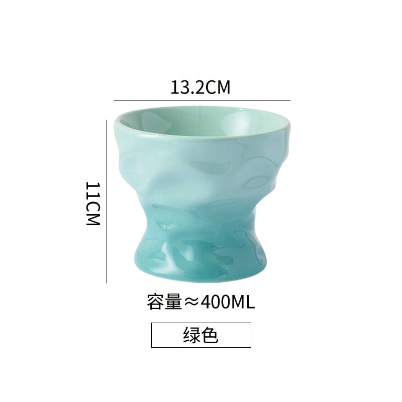 Cool Color Gradient Oblique Bowl Ceramic Cat Bowl High Foot Protection Cervical Spine Dog Cat Food Basin Pet Water Bowl Anti-knock