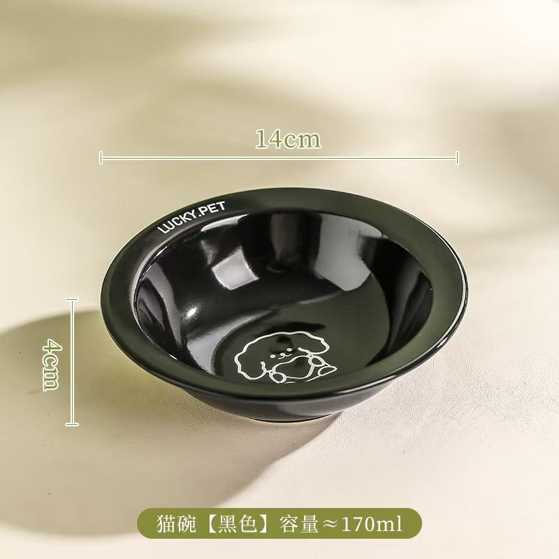 Cartoon pet bowl creative flying saucer bowl with bowl rack anti-overturning cat bowl cat and dog food bowl cat food bowl dog basin cervical spine protection