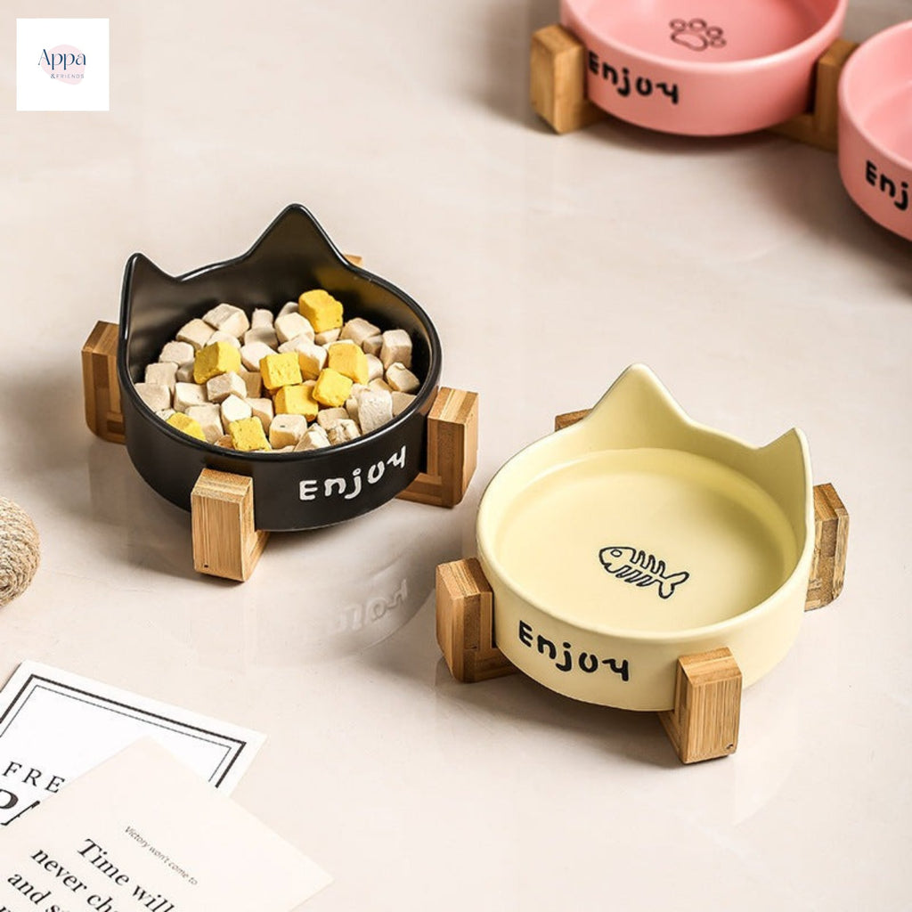 Cat Bowl Black Ceramic Dog Bowl Black Bowl Cat Food Bowl Dog Drink Cat Food Bowl Pet Water Bowl Anti-knock