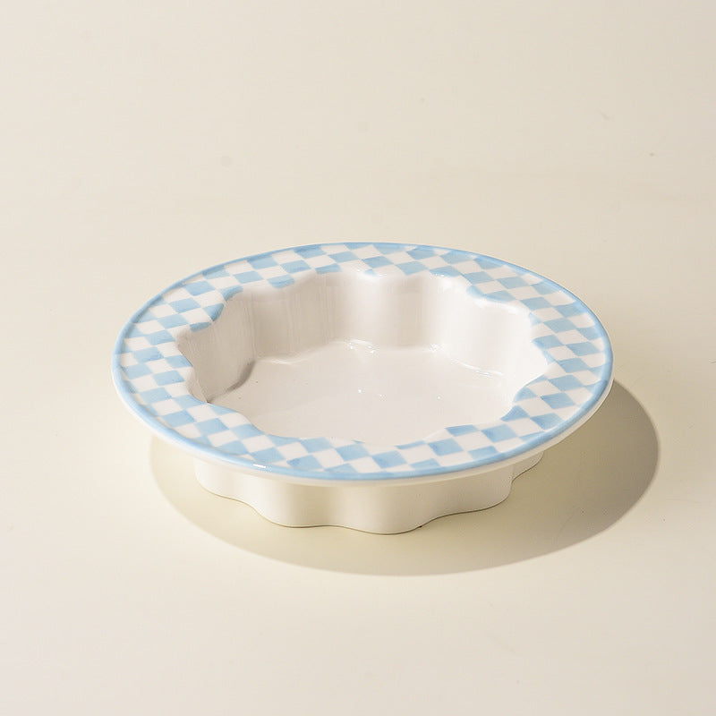 Lace cat bowl anti-black chin canned cat food bowl ceramic dog food bowl cat anti-knock water feeding bowl pet supplies