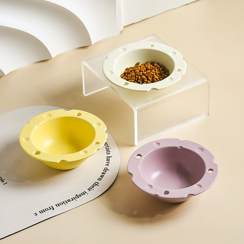 Acrylic cat bowl rack double Bowl cheese creative pet bowl ceramic dog bowl protective cervical spine cat food bowl small dog bowl