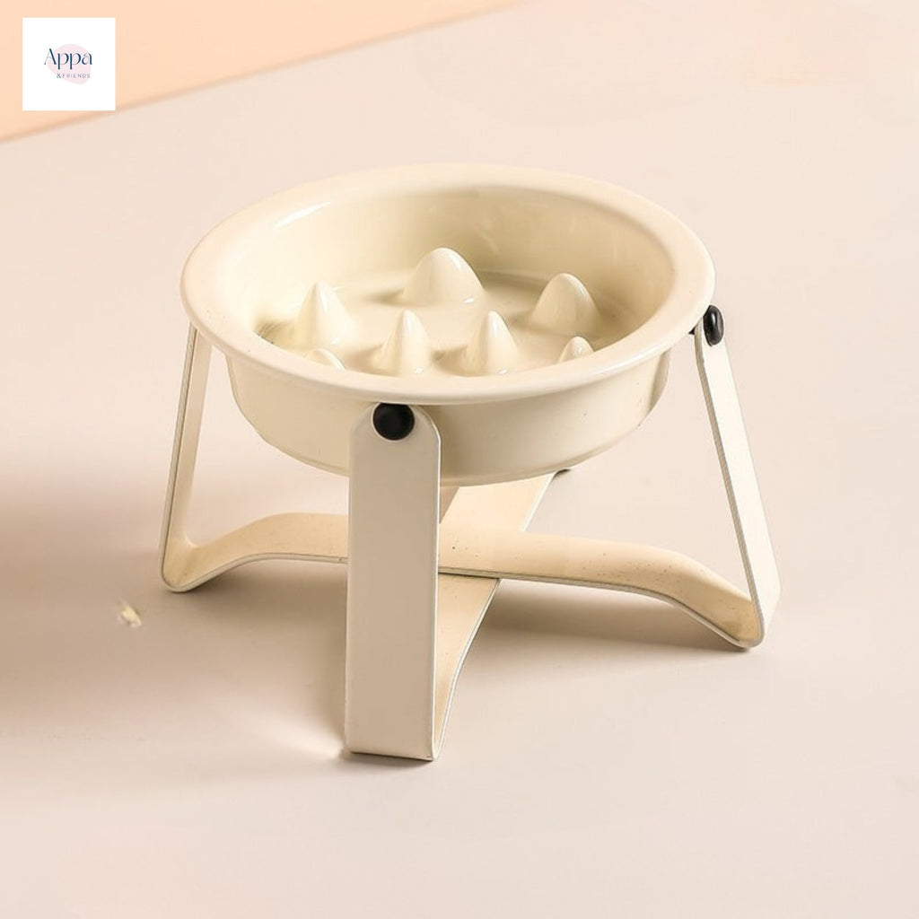 Pet Slow Food Bowl with Iron Rack Household Cat and Dog Supplies Food Basin Cervical Spine Protection Cat Food Bowl Anti-overturning Bowl Rack Pet Bowl
