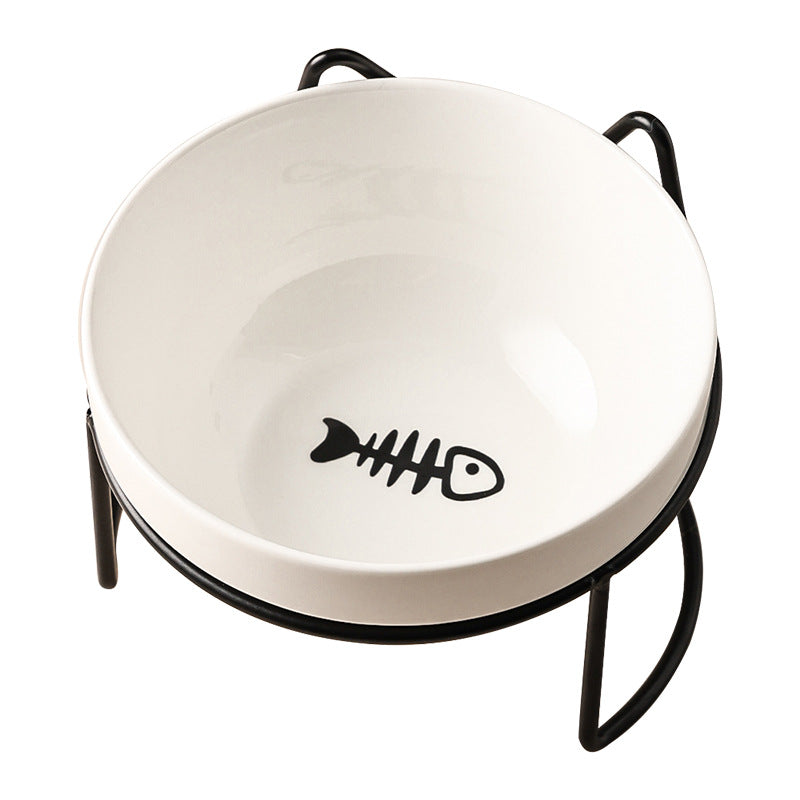 Ceramic Cat Bowl Cat Food Bowl Dog Bowl Drinking Water Bowl Food Bowl Protection Cervical Spine Pet Supplies Ceramic Double Cat Bowl