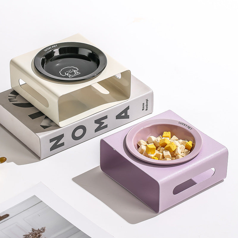 Cartoon pet bowl creative flying saucer bowl with bowl rack anti-overturning cat bowl cat and dog food bowl cat food bowl dog basin cervical spine protection