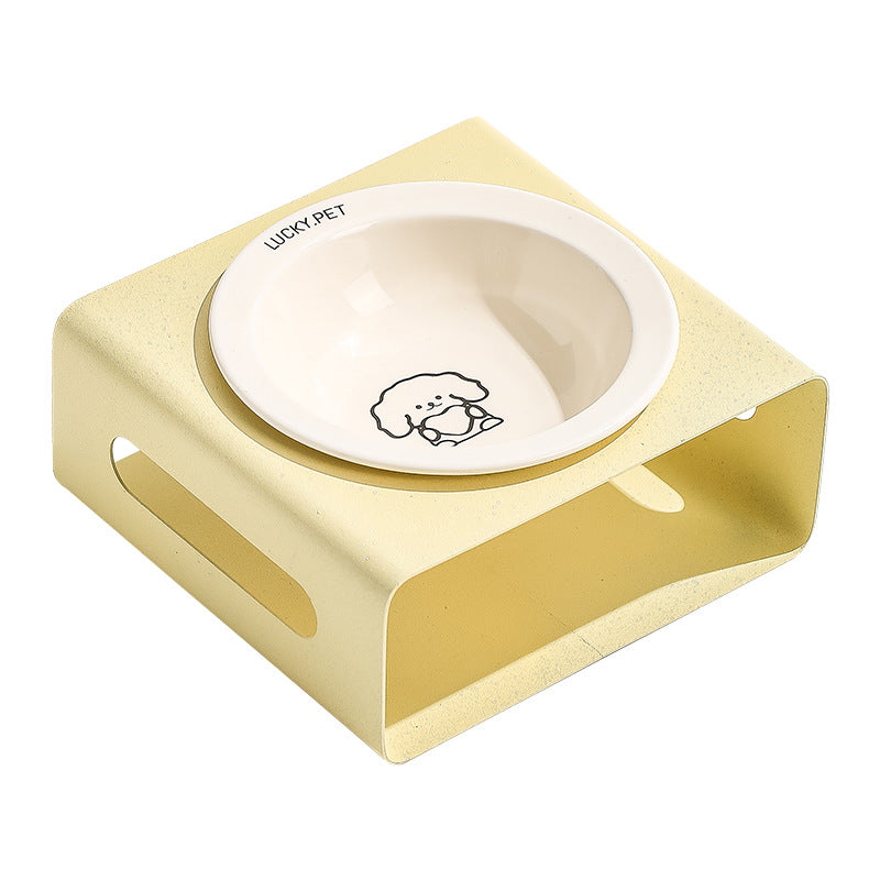 Cartoon pet bowl creative flying saucer bowl with bowl rack anti-overturning cat bowl cat and dog food bowl cat food bowl dog basin cervical spine protection