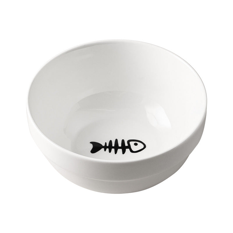 Ceramic Cat Bowl Cat Food Bowl Dog Bowl Drinking Water Bowl Food Bowl Protection Cervical Spine Pet Supplies Ceramic Double Cat Bowl