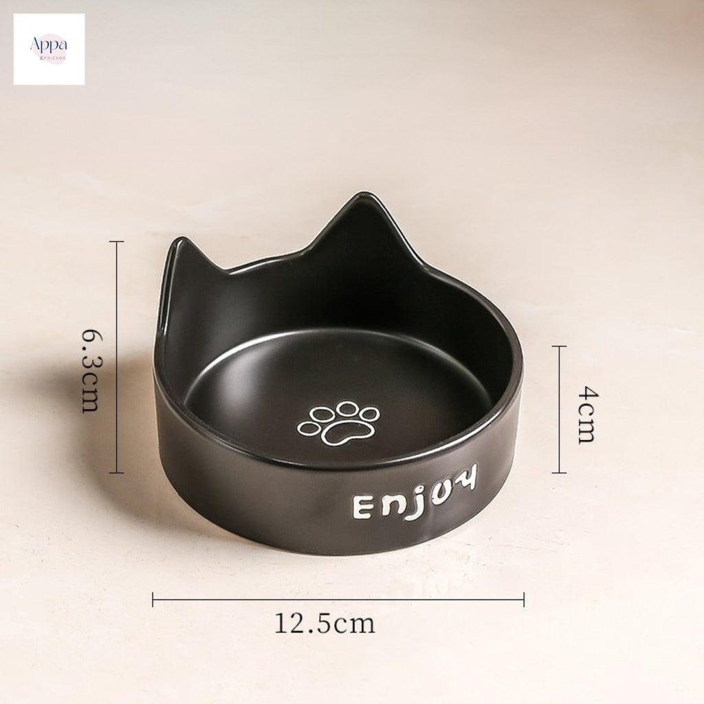 Cat Bowl Black Ceramic Dog Bowl Black Bowl Cat Food Bowl Dog Drink Cat Food Bowl Pet Water Bowl Anti-knock
