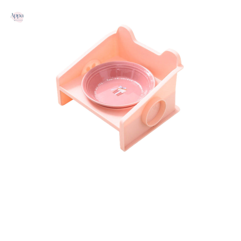 Creative Color Pre-meal Plate with Square Bowl Rack Cute Ceramic Bowl Cat Water Bowl Dog Bowl Neck Protection Leak-proof Bowl