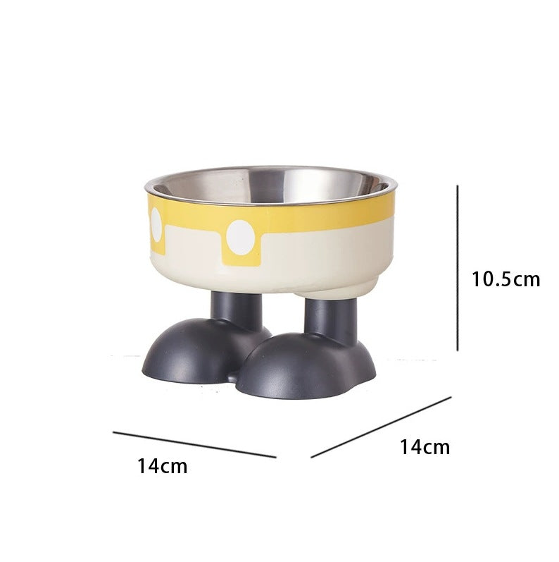 Pet Stainless Steel Bowl High Foot Cat Bowl Cartoon Neck Protection Anti-knock Pet Eatware Dog Cat Water Bowl Free Shipping