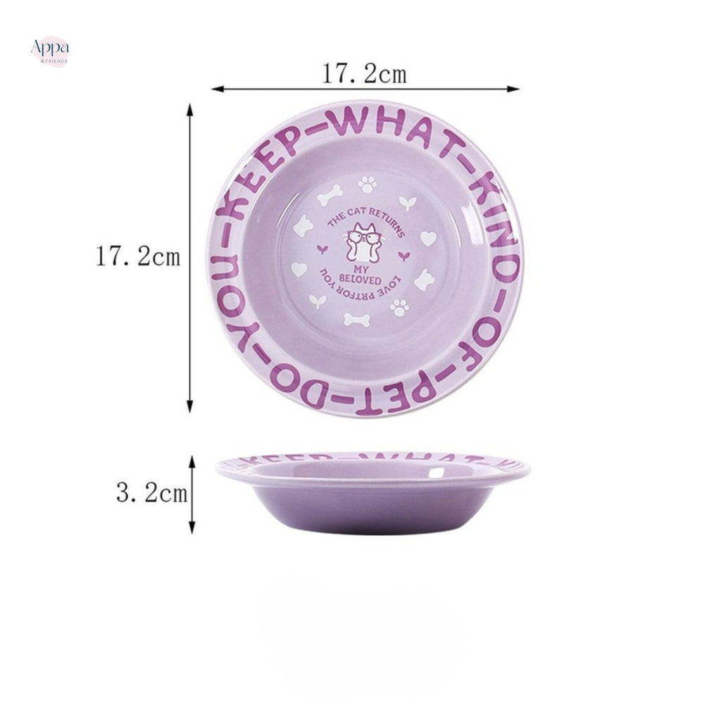 Creative Cartoon Edge Protection UFO Plate Household Ceramic Pet Bowl Cat Bowl Dog Bowl Pet Supplies Food Basin Cat Rice Bowl