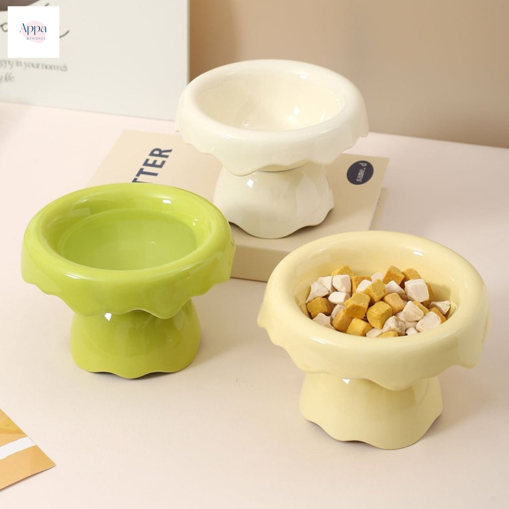 Petal cat bowl ceramic removable goblet cat food bowl cervical support dog food bowl pet supplies cat water feeding bowl