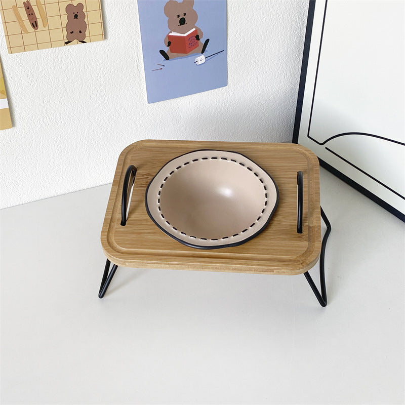 Ceramic cat bowl cat food bowl cat food bowl dog bowl dog bowl drinking bowl double bowl cervical protection Pet Bowl supplies