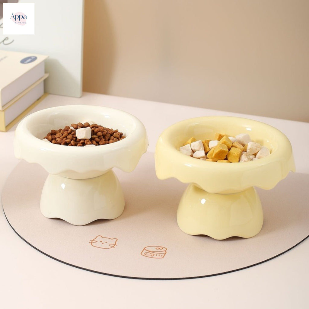 Petal cat bowl ceramic removable goblet cat food bowl cervical support dog food bowl pet supplies cat water feeding bowl