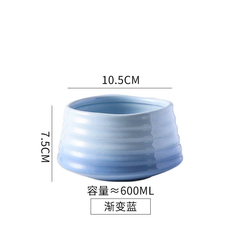 Cool Color Gradient Oblique Bowl Ceramic Cat Bowl High Foot Protection Cervical Spine Dog Cat Food Basin Pet Water Bowl Anti-knock