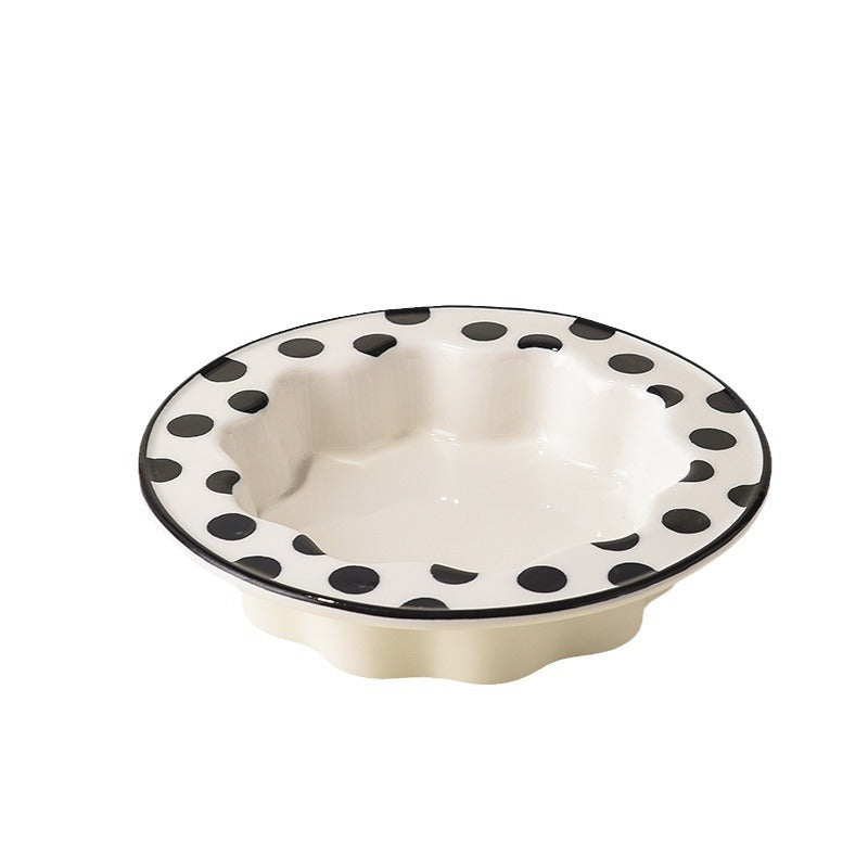 Creative Simple Round Laces Bowl Ceramic Pet Bowl Anti-knock Bowl Cat Food Bowl Cat Bowl Dog Bowl Pet Supplies Basin