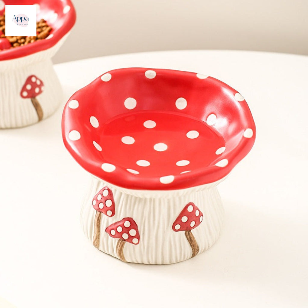 Creative Mushroom-shaped Tall Pet Bowl Cappy Cat Bowl Dog Bowl Household Cat and Dog Food Basin Drinking Bowl Cat Rice Bowl