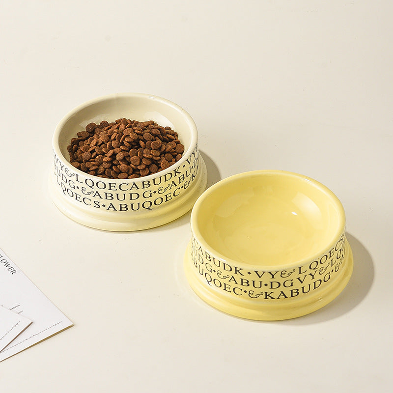 French Cat Bowl Korean Volcanic Cat Bowl Ceramic Pet Bowl Dog Bowl Water Bowl Large Diameter Easy Cleaning High Color Value Water Bowl