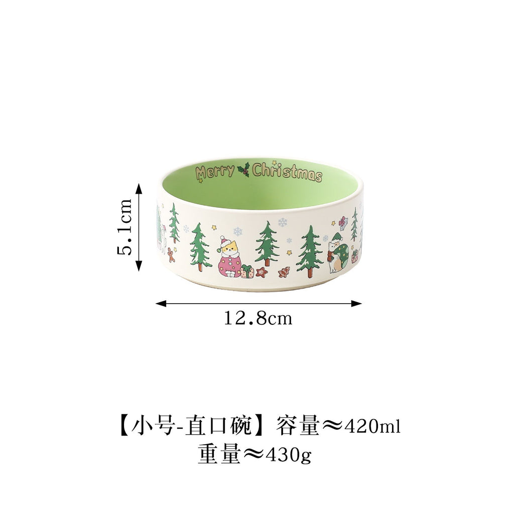 Creative Christmas Series Pet Bowl Household Cat Bowl Dog Bowl Cat Drinking Bowl Ceramic Dog Basin High-value Food Basin