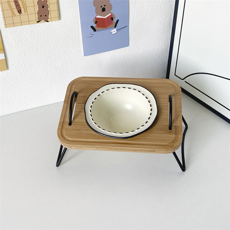 Ceramic cat bowl cat food bowl cat food bowl dog bowl dog bowl drinking bowl double bowl cervical protection Pet Bowl supplies