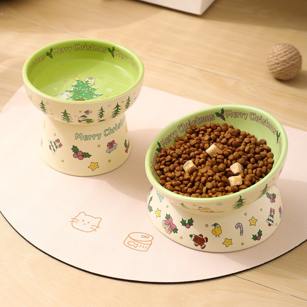 Creative Christmas Series Pet Bowl Household Cat Bowl Dog Bowl Cat Drinking Bowl Ceramic Dog Basin High-value Food Basin