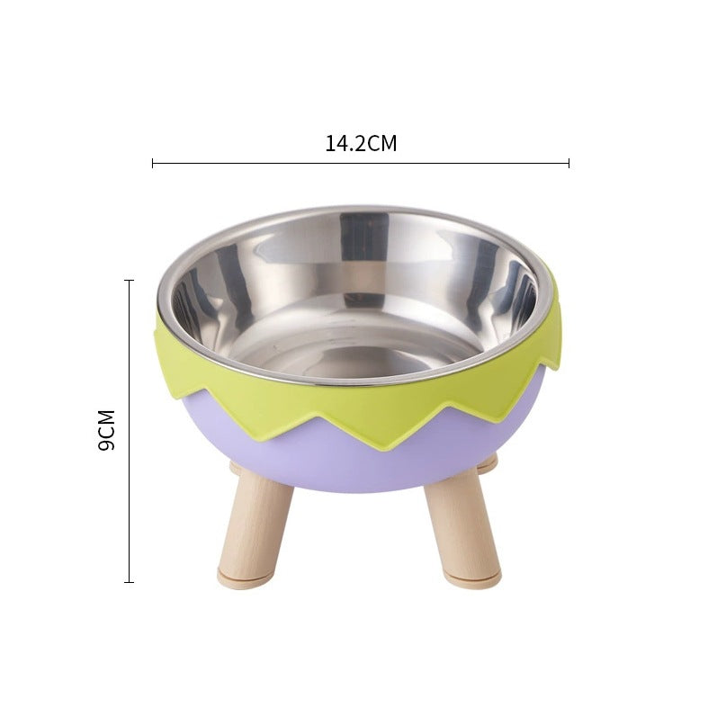 Pet Stainless Steel Bowl High Foot Cat Bowl Cartoon Neck Protection Anti-knock Pet Eatware Dog Cat Water Bowl Free Shipping
