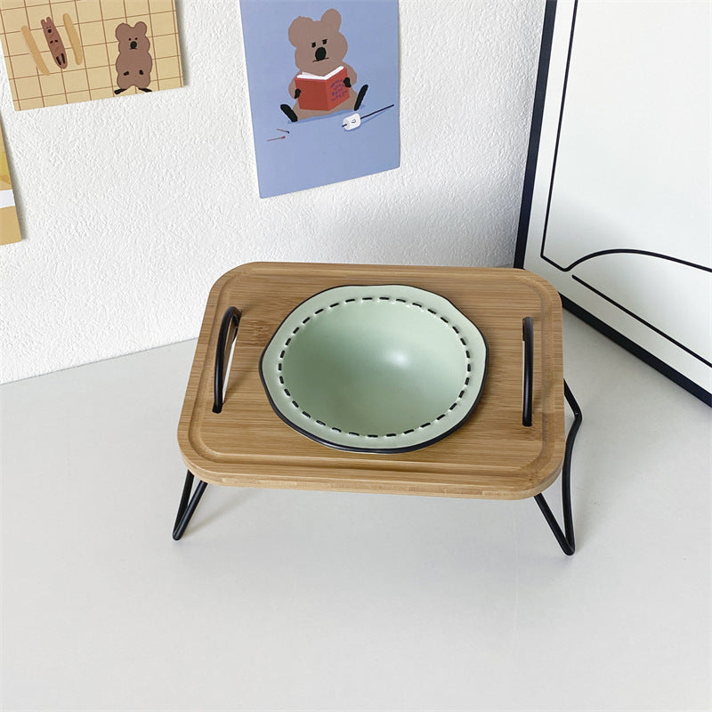 Ceramic cat bowl cat food bowl cat food bowl dog bowl dog bowl drinking bowl double bowl cervical protection Pet Bowl supplies