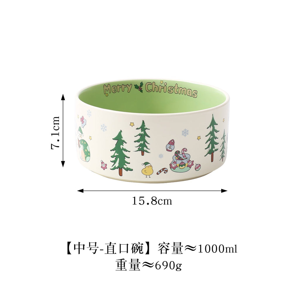 Creative Christmas Series Pet Bowl Household Cat Bowl Dog Bowl Cat Drinking Bowl Ceramic Dog Basin High-value Food Basin