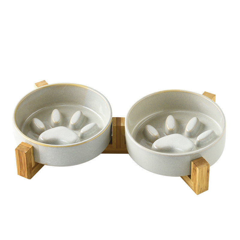 Japanese Style Kiln Change Ceramic Pet Cat Bowl Dog Bowl Medium Size Dog Puppy Slow Food Bowl Anti-choking Slow Food Bowl Anti-knock
