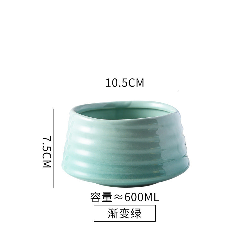 Cool Color Gradient Oblique Bowl Ceramic Cat Bowl High Foot Protection Cervical Spine Dog Cat Food Basin Pet Water Bowl Anti-knock