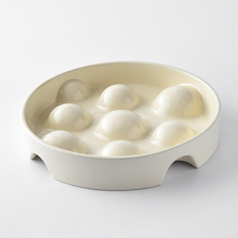Ball-shaped Slow-eating Bowl for Dogs Ceramic Slow-eating Bowl for Anti-choking Slow-eating Cat Bowl for Dogs Anti-overturning Protection for Cervical Vertebra Pet