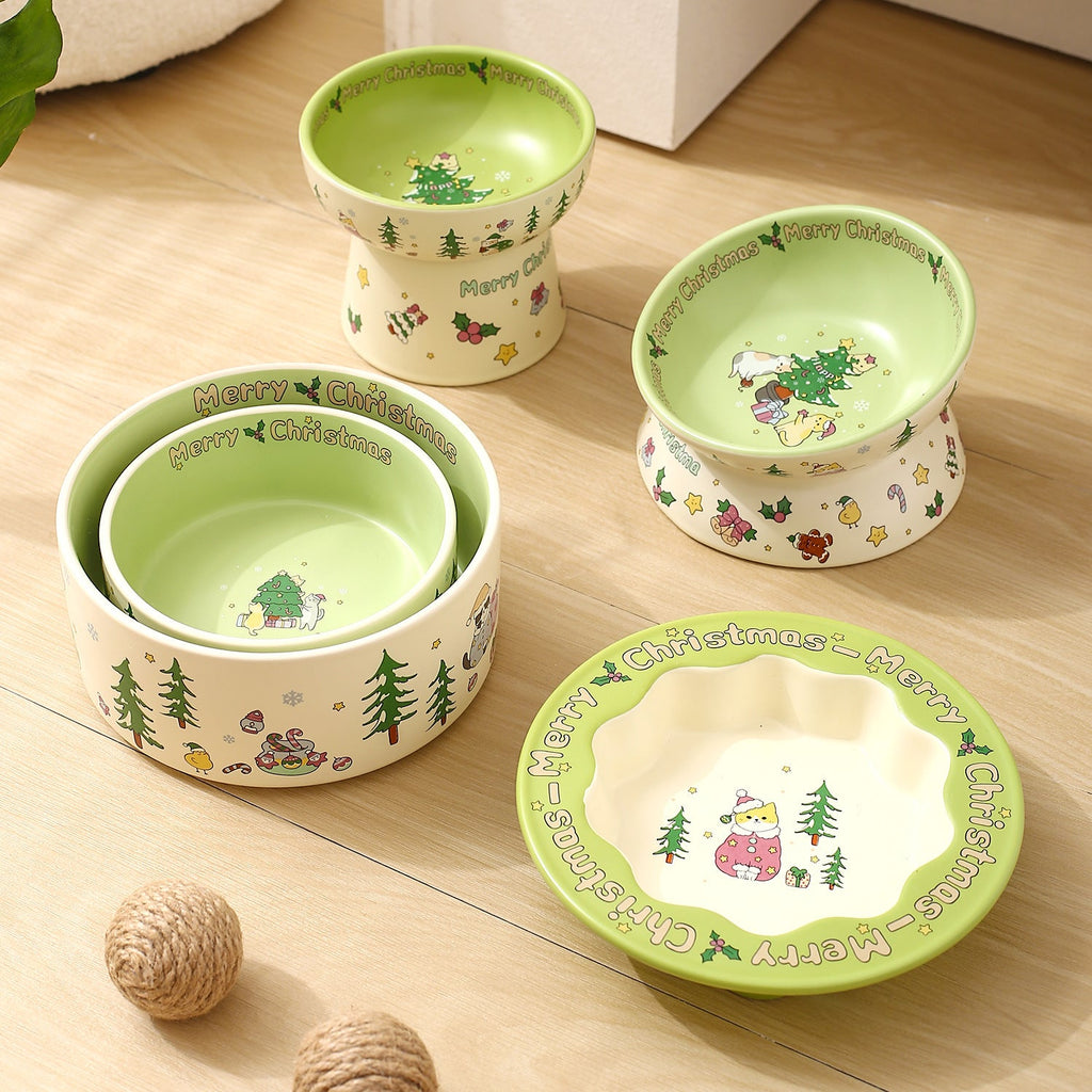 Creative Christmas Series Pet Bowl Household Cat Bowl Dog Bowl Cat Drinking Bowl Ceramic Dog Basin High-value Food Basin