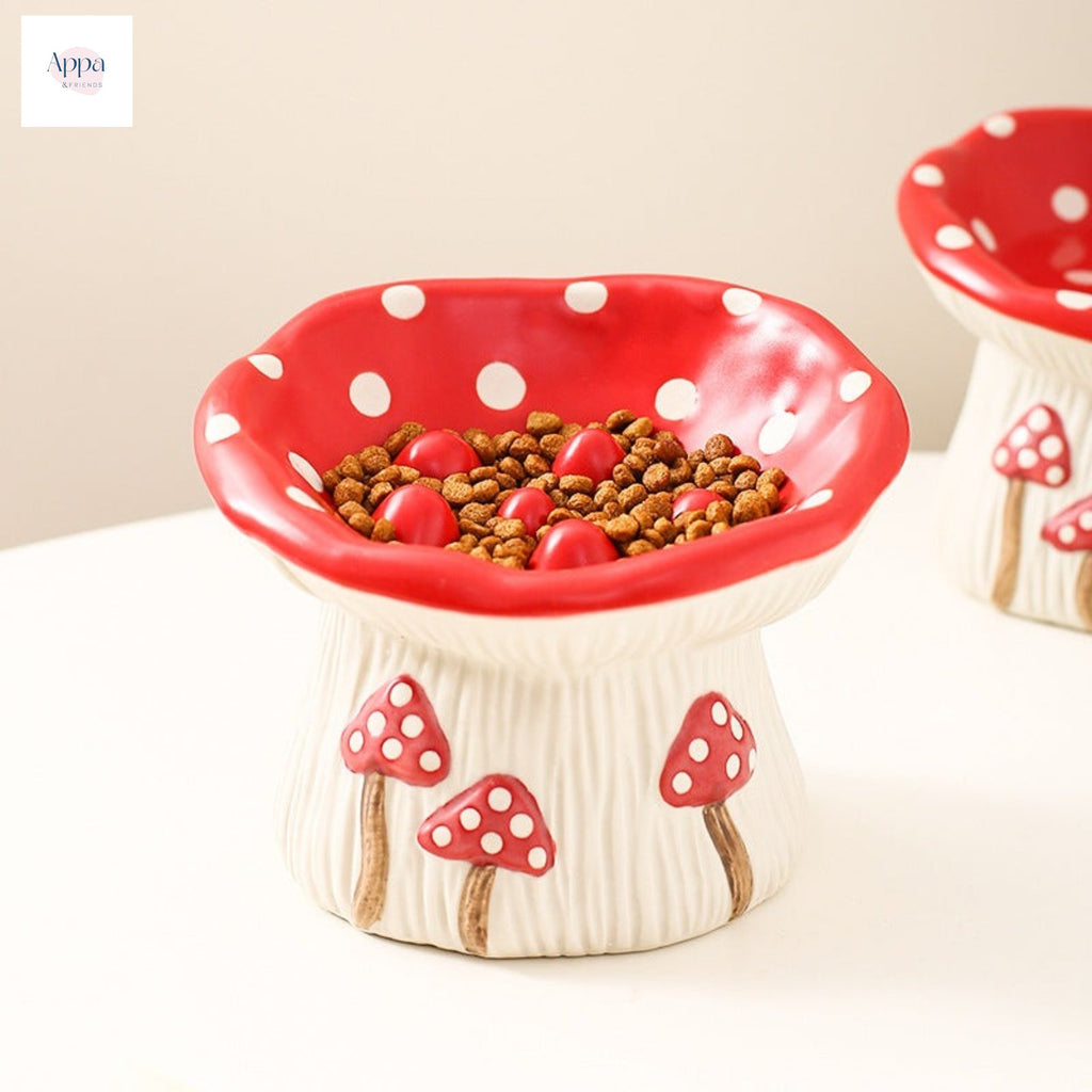 Creative Mushroom-shaped Tall Pet Bowl Cappy Cat Bowl Dog Bowl Household Cat and Dog Food Basin Drinking Bowl Cat Rice Bowl