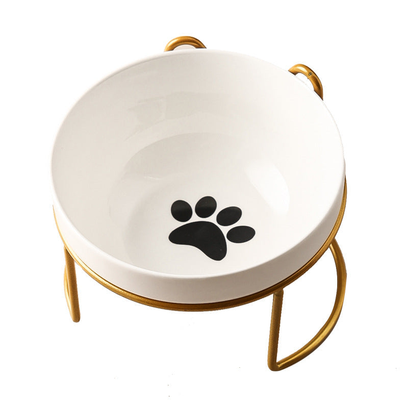 Ceramic Cat Bowl Cat Food Bowl Dog Bowl Drinking Water Bowl Food Bowl Protection Cervical Spine Pet Supplies Ceramic Double Cat Bowl