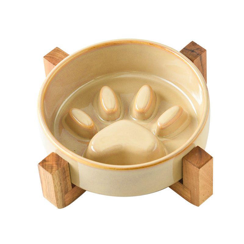 Japanese Style Kiln Change Ceramic Pet Cat Bowl Dog Bowl Medium Size Dog Puppy Slow Food Bowl Anti-choking Slow Food Bowl Anti-knock