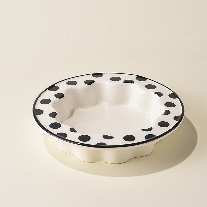 Creative Simple Round Laces Bowl Ceramic Pet Bowl Anti-knock Bowl Cat Food Bowl Cat Bowl Dog Bowl Pet Supplies Basin