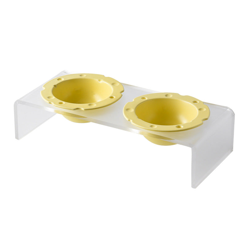 Acrylic cat bowl rack double Bowl cheese creative pet bowl ceramic dog bowl protective cervical spine cat food bowl small dog bowl