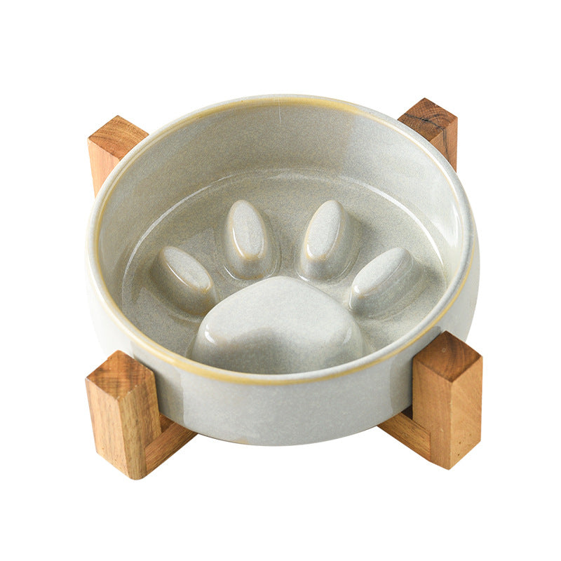 Japanese Style Kiln Change Ceramic Pet Cat Bowl Dog Bowl Medium Size Dog Puppy Slow Food Bowl Anti-choking Slow Food Bowl Anti-knock