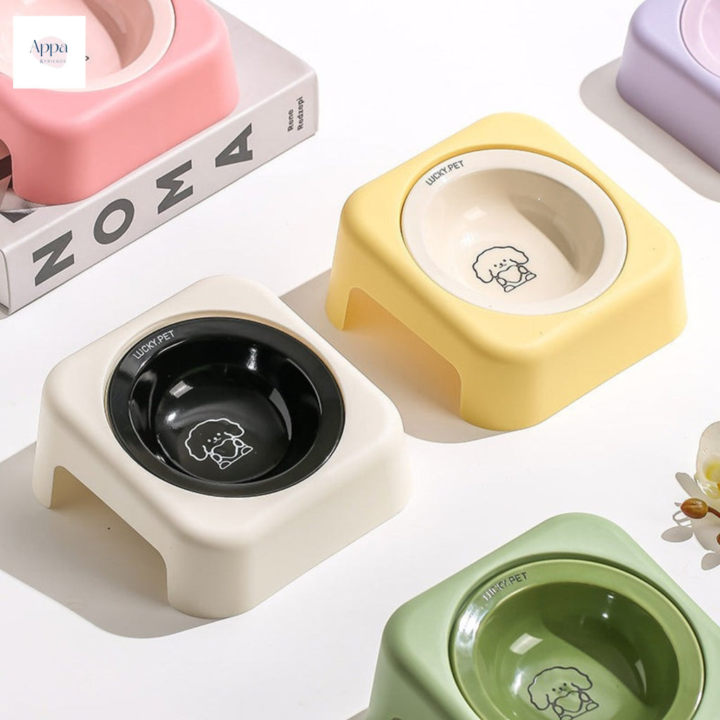 Creative Cartoon Flying Saucer Bowl with Bowl Rack Household Ceramic Pet Bowl Cat Food Bowl Dog Bowl High Beauty Value Cat and Dog Food Basin
