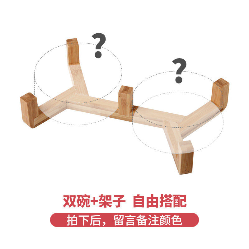Stone pattern ceramic cat bowl double bowl dog bowl cat food bowl dog drinking cat food bowl pet food bowl integrated anti-knock