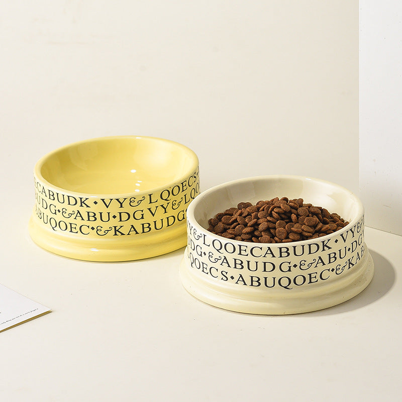 French Cat Bowl Korean Volcanic Cat Bowl Ceramic Pet Bowl Dog Bowl Water Bowl Large Diameter Easy Cleaning High Color Value Water Bowl