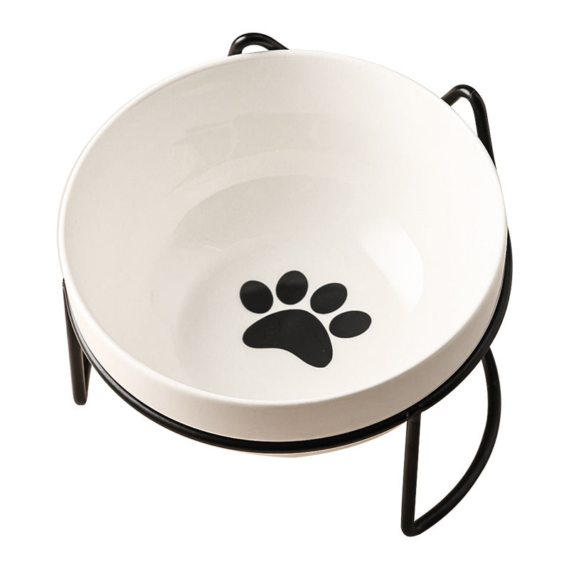 Ceramic Cat Bowl Cat Food Bowl Dog Bowl Drinking Water Bowl Food Bowl Protection Cervical Spine Pet Supplies Ceramic Double Cat Bowl
