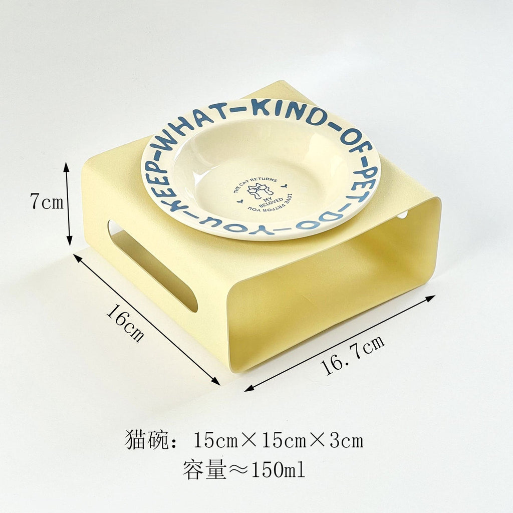 English flying saucer dish with square bowl rack creative pet bowl tall cat bowl dog basin cat food basin pet drinking bowl