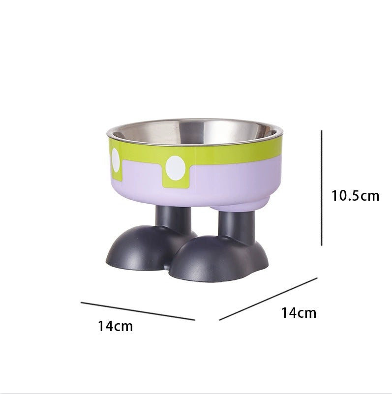Pet Stainless Steel Bowl High Foot Cat Bowl Cartoon Neck Protection Anti-knock Pet Eatware Dog Cat Water Bowl Free Shipping