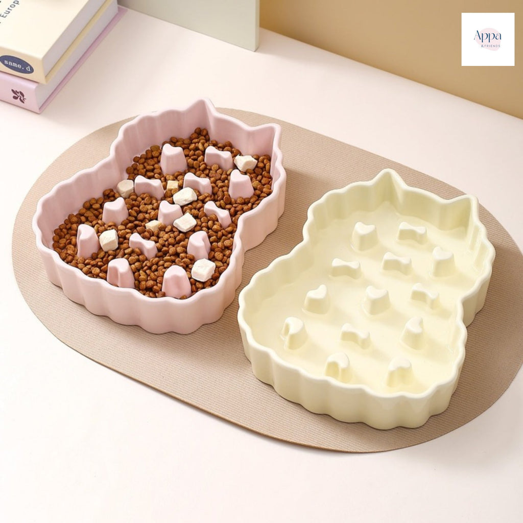 Creative Cat-shaped Pet Bowl Large Capacity Slow-eating Bowl Cat Bowl Dog Bowl Large Anti-choking Ceramic Bowl Water-feeding Bowl Dog Rice Basin