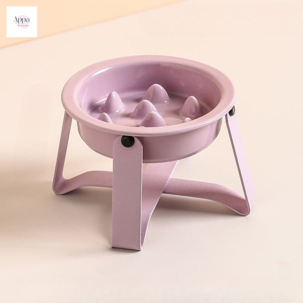 Pet Slow Food Bowl with Iron Rack Household Cat and Dog Supplies Food Basin Cervical Spine Protection Cat Food Bowl Anti-overturning Bowl Rack Pet Bowl