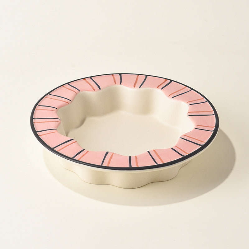 Lace cat bowl anti-black chin canned cat food bowl ceramic dog food bowl cat anti-knock water feeding bowl pet supplies